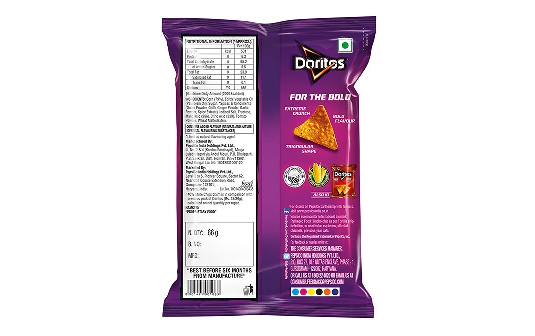 Doritos Sweet Chilli Flavour    Pack  66 grams